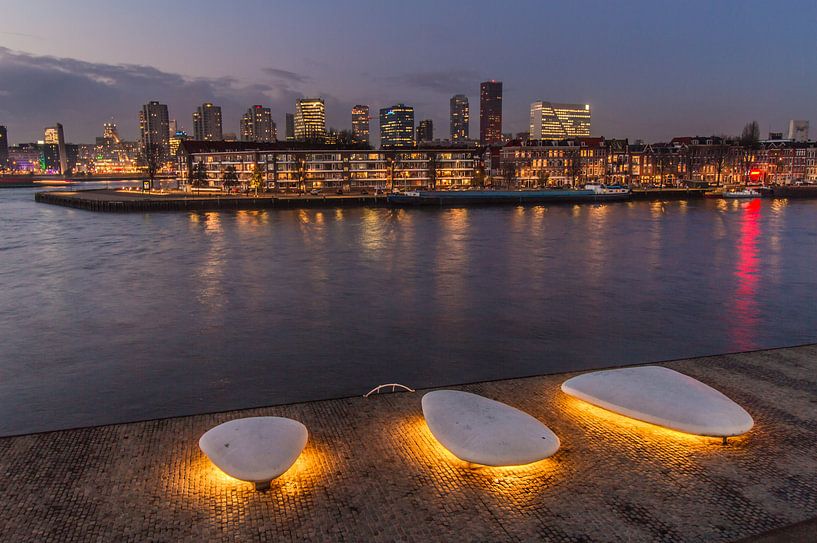 Noordereiland in Rotterdam bij zonsondergang van Peter Hooijmeijer