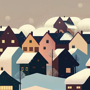 Village d'hiver sur Ariadna de Raadt-Goldberg
