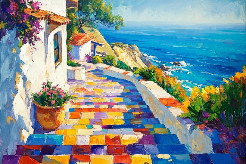 Colourful coastal road by Poster Art Shop