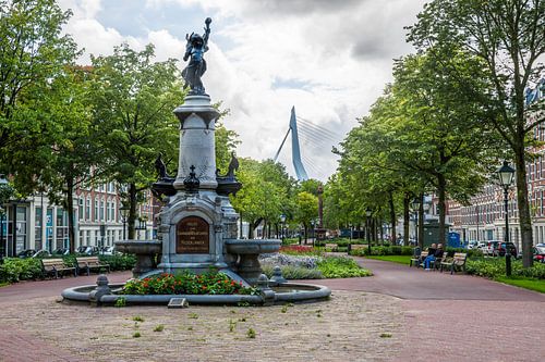 The Wilhelmina fountain on the Noordereiland in Rotterdam