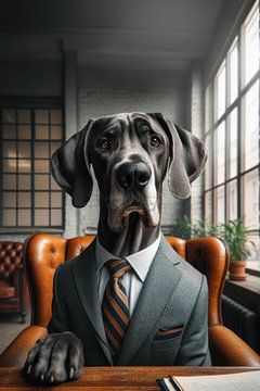 Deense Dog hond met kostuum van Ellen Van Loon