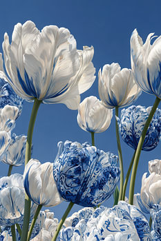 Delft tulips in modern botanical art