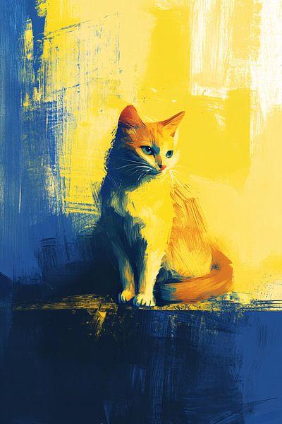 Cat on colourful background by Art & Soul Creations