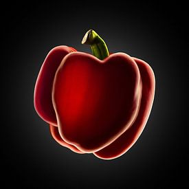 Food-Red bell pepper on black background by Everards Photography