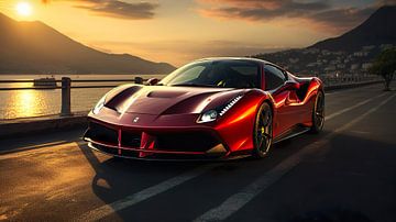 Ferrari 488 Pista Spider Atelier rouge sur PixelPrestige