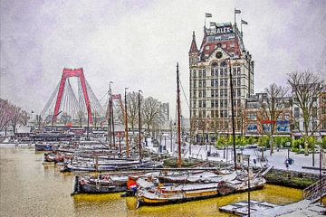 Winterbeeld Oude Haven van Frans Blok - foto's, kunst en andere wanddecoratie