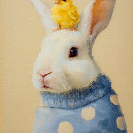 Süßes Kaninchen mit Küken in zarten Frühlingsfarben von But First Framing