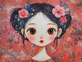 Fille de la fleur sur Peintures accrocheuses