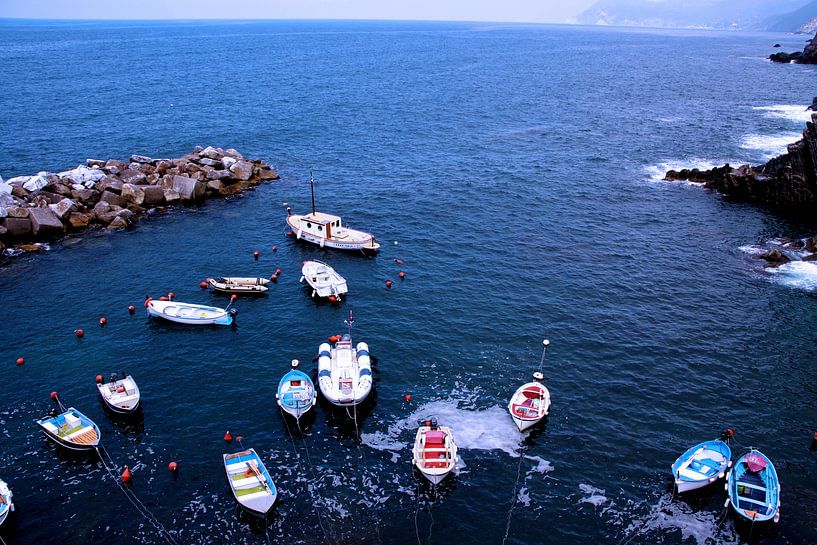 Boats on the coast of Cinque Terre - Riomaggiore  by Onne Kierkels