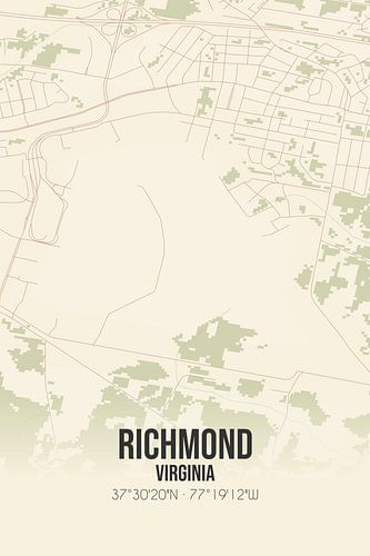 Vintage landkaart van Richmond (Virginia), USA.