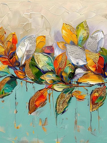 Peinture de feuilles colorées