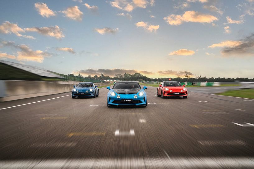 Alpine A110R and two A110S models race the Mettet circuit by Simon Peeters