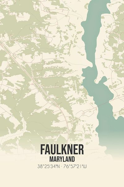 Vintage map of Faulkner (Maryland), USA. by Prints of Place
