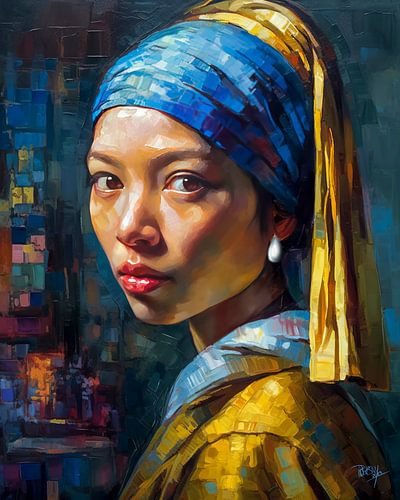 Modern Girl with a Pearl Earring X Vermeer palette knife