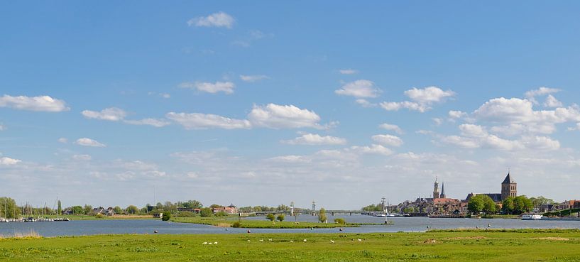 Panoramisch uitzicht op de Hanzestad Kampen gelegen aan de oevers van de rivier de IJssel van Sjoerd van der Wal Fotografie