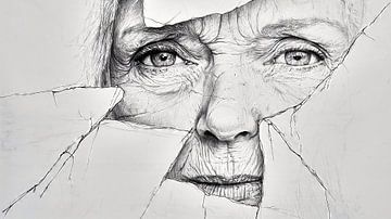 Gefragmenteerd portret van een oudere vrouw van Frank Heinz