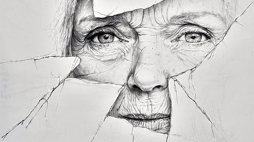 Portrait fragmenté d'une femme âgée