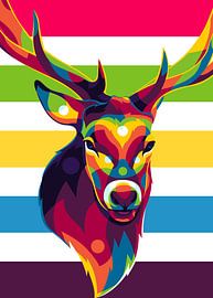Der wilde Hirsch im Pop-Art-Stil von Lintang Wicaksono
