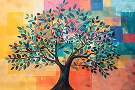Colourful Abstract Tree Landscape by Art & Soul Creations