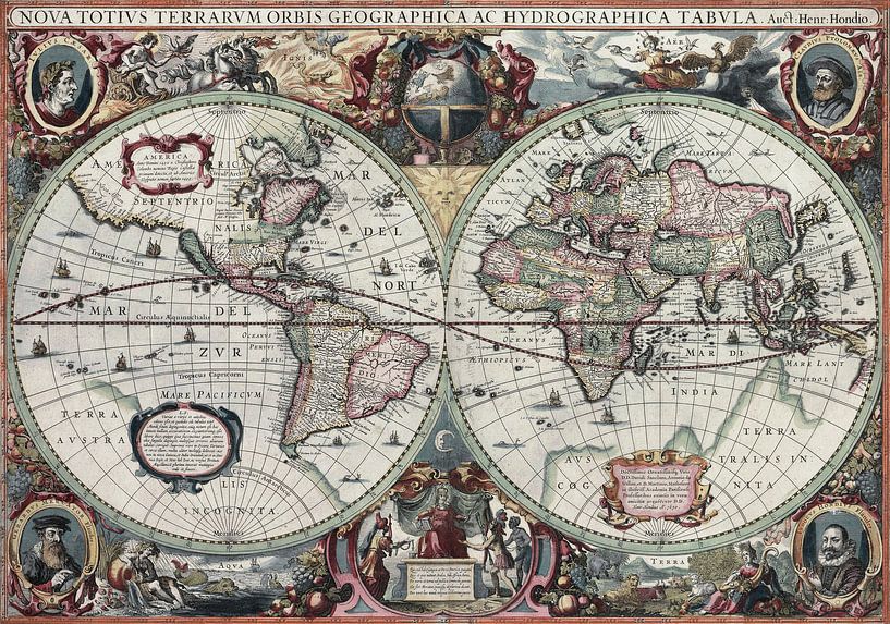 New Geographic and Hydrographic Map of the Whole World, 1630 van Meesterlijcke Meesters