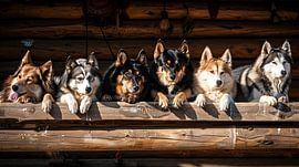 groepsfoto sledehonden van Egon Zitter