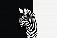Minimalistisch zwart wit zebra portret van Maud De Vries thumbnail