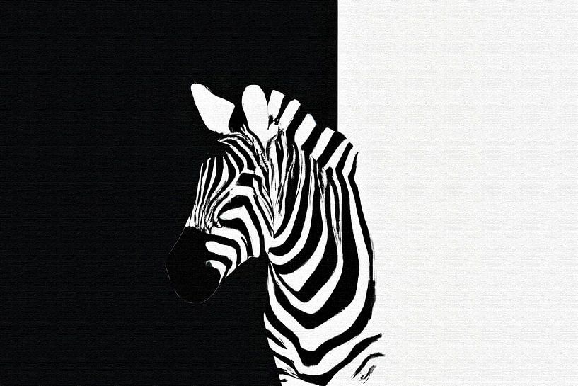 Minimalistisch zwart wit zebra portret van Maud De Vries