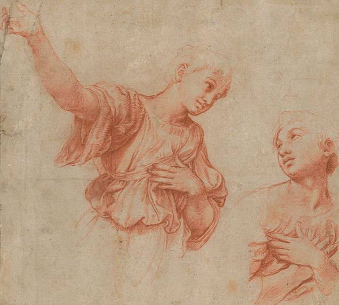 Étude pour deux figures d'anges, Raffaello Sanzio par Des maîtres magistraux