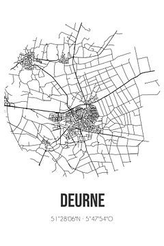 Deurne (Noord-Brabant) | Landkaart | Zwart-wit van MijnStadsPoster