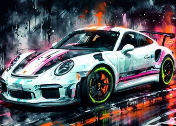 Porsche 911 GT3 RS White with Black Stripes by MIROKKU