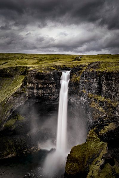 Haifoss water fall in Iceland during a dark stormy day by Sjoerd van der Wal Photography