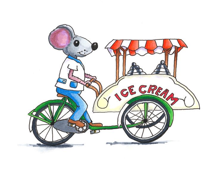 Ice cream mouse on bike by Ivonne Wierink