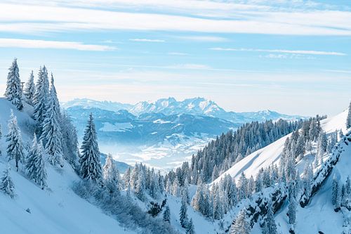 Uitzicht op de Säntis vanaf de Hochgrat in de winter