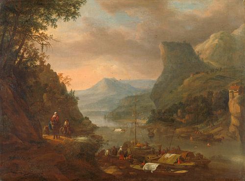 River view in a mountainous region, Herman Saftleven