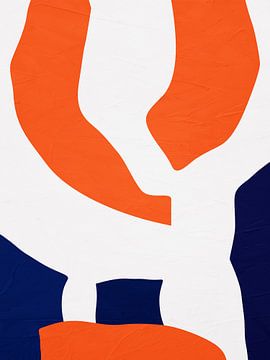 Art abstract organique - oranje en blauw van Online Arts