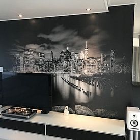 Customer photo: MANHATTAN SKYLINE Evening Atmosphere in New York City | Monochrome by Melanie Viola, as wallpaper