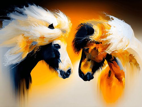 Vurige IJslandse paarden in de Wind