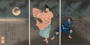 Tsukioka Yoshitoshi - Fujiwara no Yasumasa Playing His Flute