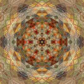 Madala in oranje en lichtgeel van Sabine Wagner