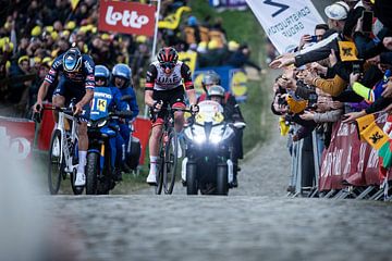 Mathieu van Poel op weg naar de winst in de Ronde van Vlaanderen van Leon van Bon