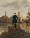 De wandelaar kijkt naar Dordrecht bij zonsondergang van Masters Revisited thumbnail