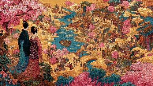 Japanische Kunst mit Geisha