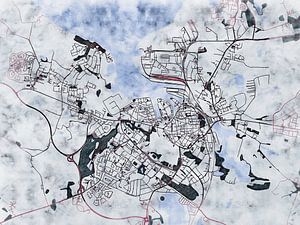 Karte von Wismar im stil 'White winter'
