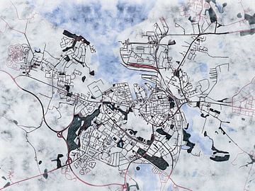 Kaart van Wismar in de stijl 'White Winter' van Maporia