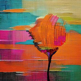 Abstrakte Bäume in einem bunten Feld von Linien. Teil 2 von Studio Pieternel