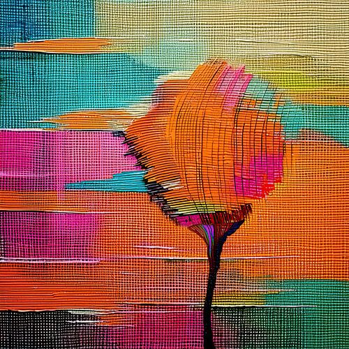 Abstracte Bomen in een Kleurrijk Lijnenveld. Deel 2