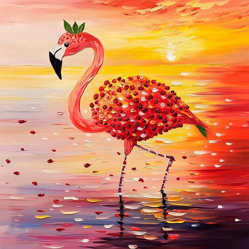 Flamingo in de zonsondergang