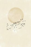 Minimalist Moonlight: Birds in Flight - Japandi Digital Wall Art