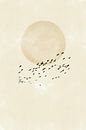 Minimalist Moonlight: Birds in Flight - Japandi Digital Wall Art by Rozy art thumbnail