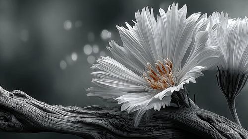 drijfhout met bloemen